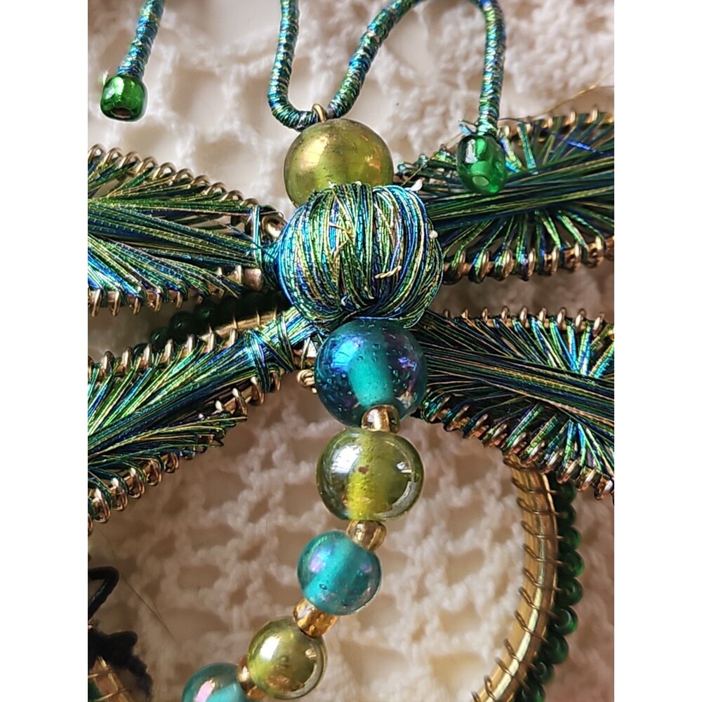 Pier 1 Dragonfly Beaded Napkin Ring Set Of 4 New With Tags - Picture 4 of 5
